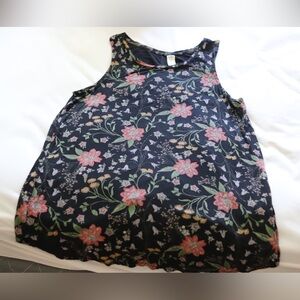 Old Navy Luxe Knit Floral Tank Black Green Pink